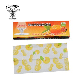 กระดาษโรล Hornet กลิ่นส้มแมนดาริน 78 มม 50 แผ่น/ตลับ 🌿 Hornet Mandarina Flavored Rolling Papers 78mm 50 Leaves/Booklets