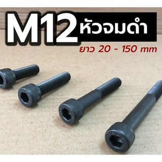 🔩 สกรูหัวจม ดำ M12 ยาว 20 - 150 มิล น็อตหัวจม (ขายเป็นชุด)