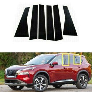 [พร้อมส่ง] สติกเกอร์ติดเสาประตูหน้าต่างรถยนต์ สีดํามันวาว สําหรับ Nissan X-trail Rogue 2021-2013 6 8 ชิ้น