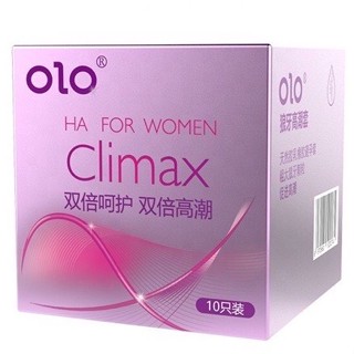 OLO Climax condoms ถุงยางอนามัยแบบมีปุ่ม กล่องสีชมพู ขนาด 50-52-54 มม (1กล่อง10 ชิ้น) สินค้าขายดี