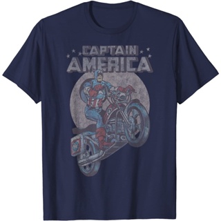 เสื้อยืด พิมพ์ลาย Captain America Motorcycle แฟชั่นสําหรับผู้ชาย และผู้หญิง