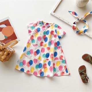 Dress เดรสเด็กผู้หญิง เดรสน่ารัก เดรสใส่เที่ยว ลายลูกโป่งพาสเทล