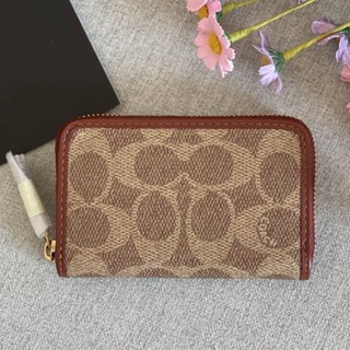 กระเป๋าใส่เหรียญ Coach Small Zip Around Card Case In Signature Canvas