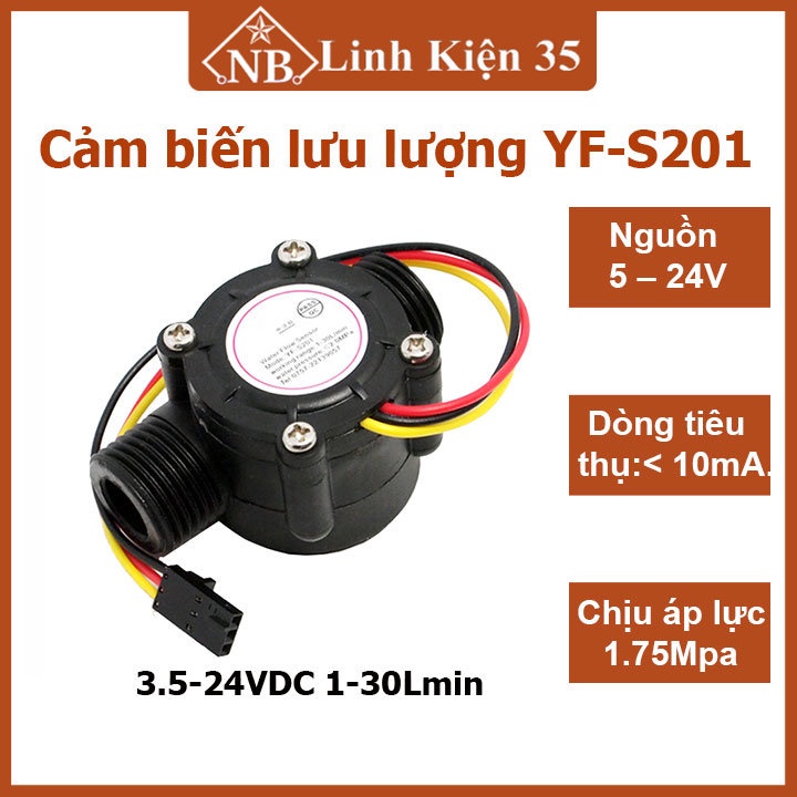 YF-S201 3.5-24VDC 1-30L/นาที เซนเซอร์ไหล แม่นยําสุดๆ