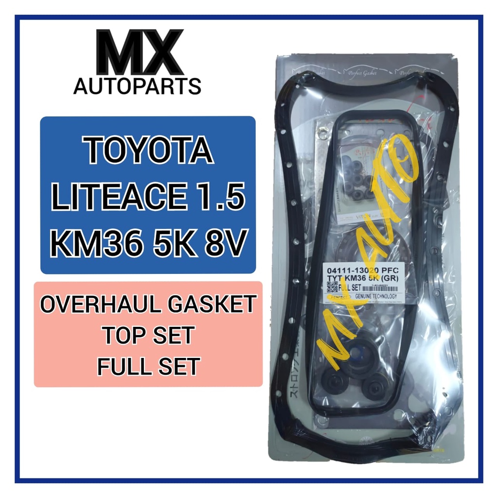 TOYOTA LITEACE 1.5 KM36 5K 8V ENGINE TOP หรือ FULLOVERHAUL GASKET SET (CARBON)