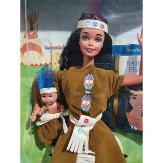 1995 Mattel American Stories American Indian Barbie #14715  **กล่องไม่สวย**