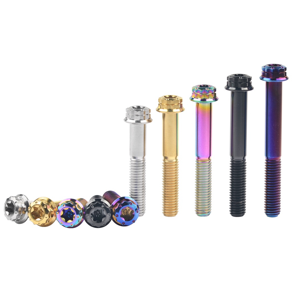 Wanyifa Titanium Bolt M10 Pitch 1.25 หน้าแปลน Torx หัวสกรูสีดําสําหรับ Caliper โช้คอัพ Retrofit Bolt M10x20-70 มม.