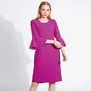 Guy Laroche ชุดเดรส Violet Ruffle Dress เดรสแขนระบาย ใส่ทำงาน สีม่วง กีลาโรช (GUB2VI)