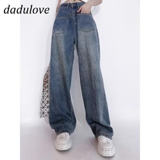 DaDulove💕 New Korean Version of Ins Retro Washed Jeans Loose High Waist Straight Fashion Womens Wide Leg Pants