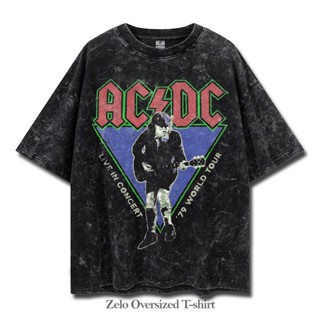 เสื้อเชิ้ต ขนาดใหญ่ พิมพ์ลายโลโก้ ACDC World Tour 79 Live In Concert สําหรับผู้ชาย