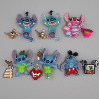 ✨พร้อมส่ง✨Disney stitch X Aladdin ตุ๊กตาฟิกเกอร์ figure น่ารัก มี 6 ชิ้นในชุด 2-4cm TOMY