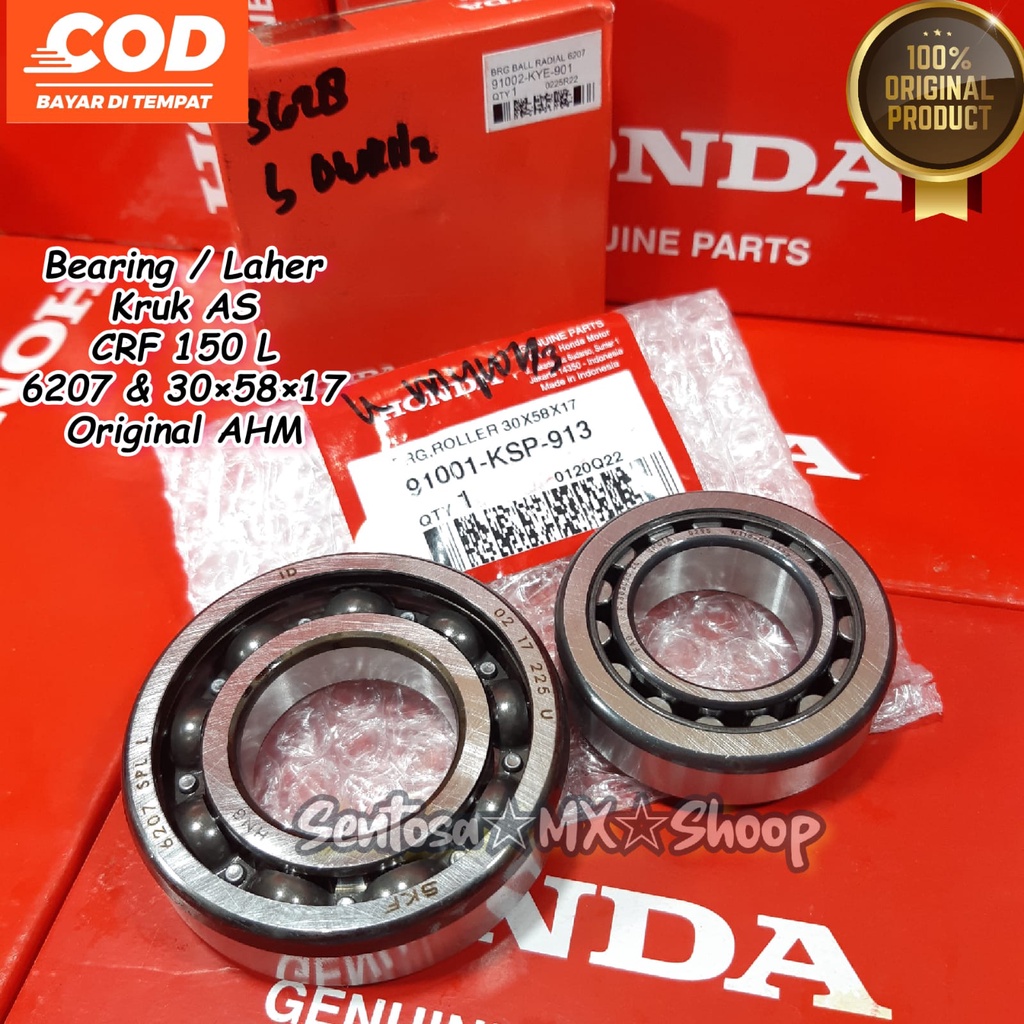 ( CRF 150 L ) BEARING KRUK AS SET ซ้ายด้านข้าง 6207 SKF 91002-KYE-901 & RIGHT SIDE 30x58x17 91001-KS