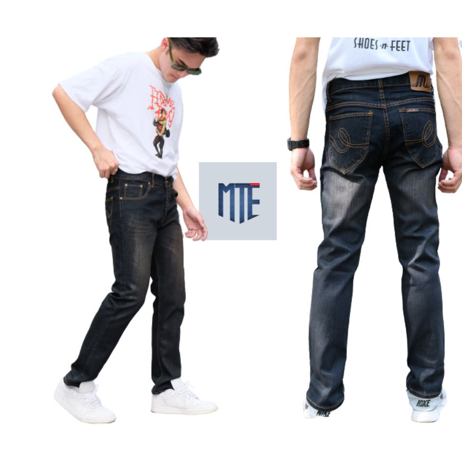 MTE กางเกงยีนส์ผู้ชาย สีสนิมน้ำตาล ขากระบอกเล็ก เป้ากระดุม รุ่น M202 สินค้าพร้อมส่ง มีเอว28-36