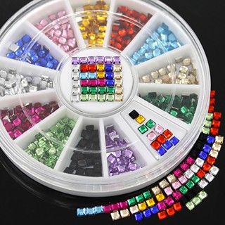 【AG】12 Colors 3D 3mm Square Decor Flatback Shiny DIY Nail Art Tips