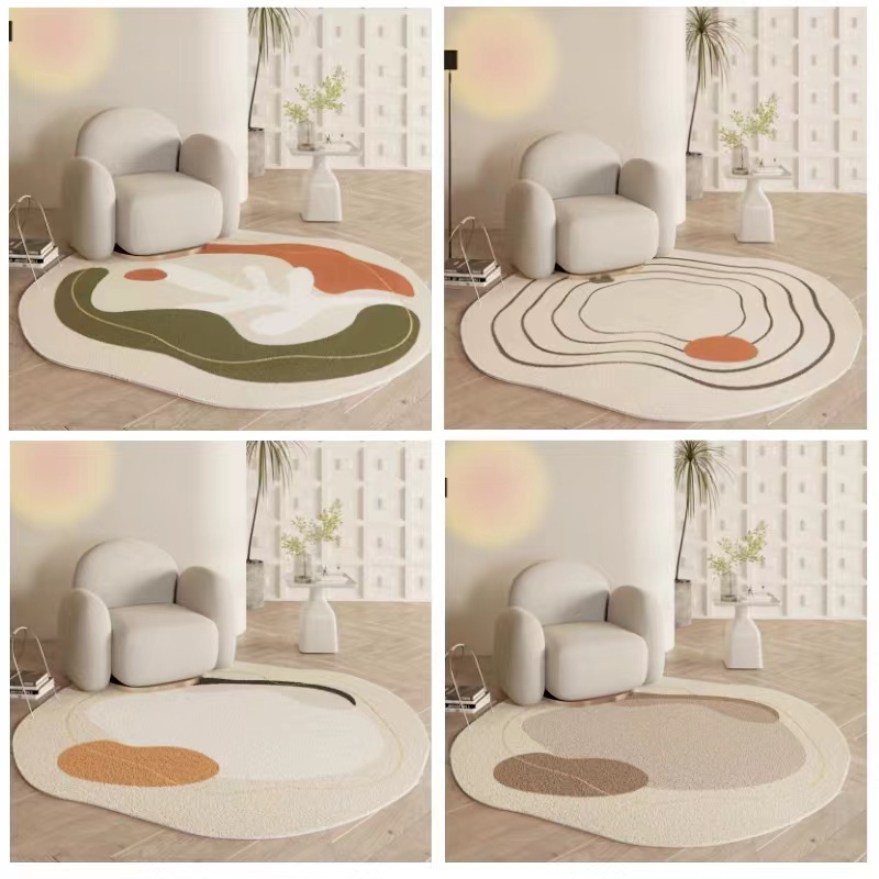 พรมเช็ดเท้า สไตล์เรียบง่าย ผ้าขนแกะ พรมวงกลม 80x80 120x120 สําหรับตกแต่งห้อง พรมเช็ดเท้ามินิมอล พรมปูพื้นห้องนอน พรมปูพื้น พรมปูพื้นห้อง