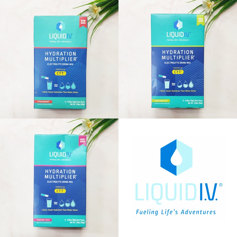 [Liquid I.V.®] Hydration Multiplier Electrolyte Drink Mix 6 Stick Packs, 96 g ผงอิเล็กโทรไลต์ ไฮเดรช