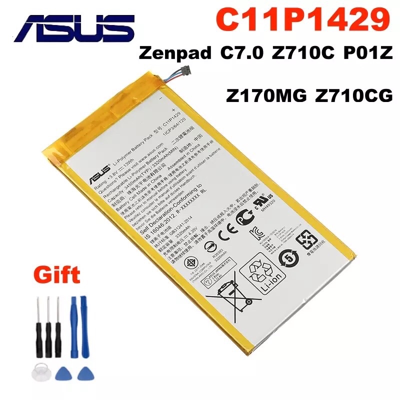 Original ASUS C11P1429แท็บเล็ตPCแบตเตอรี่สำหรับASUS Z710 Zenpad C7.0 Z710C P01Z Z170MG Z710CG P01Y C11P1429 3450MAh
