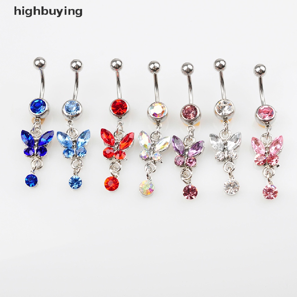 [highbuying] แหวนเหล็กผ่าตัด จิวสะดือ สะดือ ท้อง ผีเสื้อ ดอกไม้ คริสตัล สะดือ แหวนแฟชั่น ร่างกาย หน้าท้อง บาร์ ร่างกาย เครื่องประดับ ใหม่ พร้อมส่ง