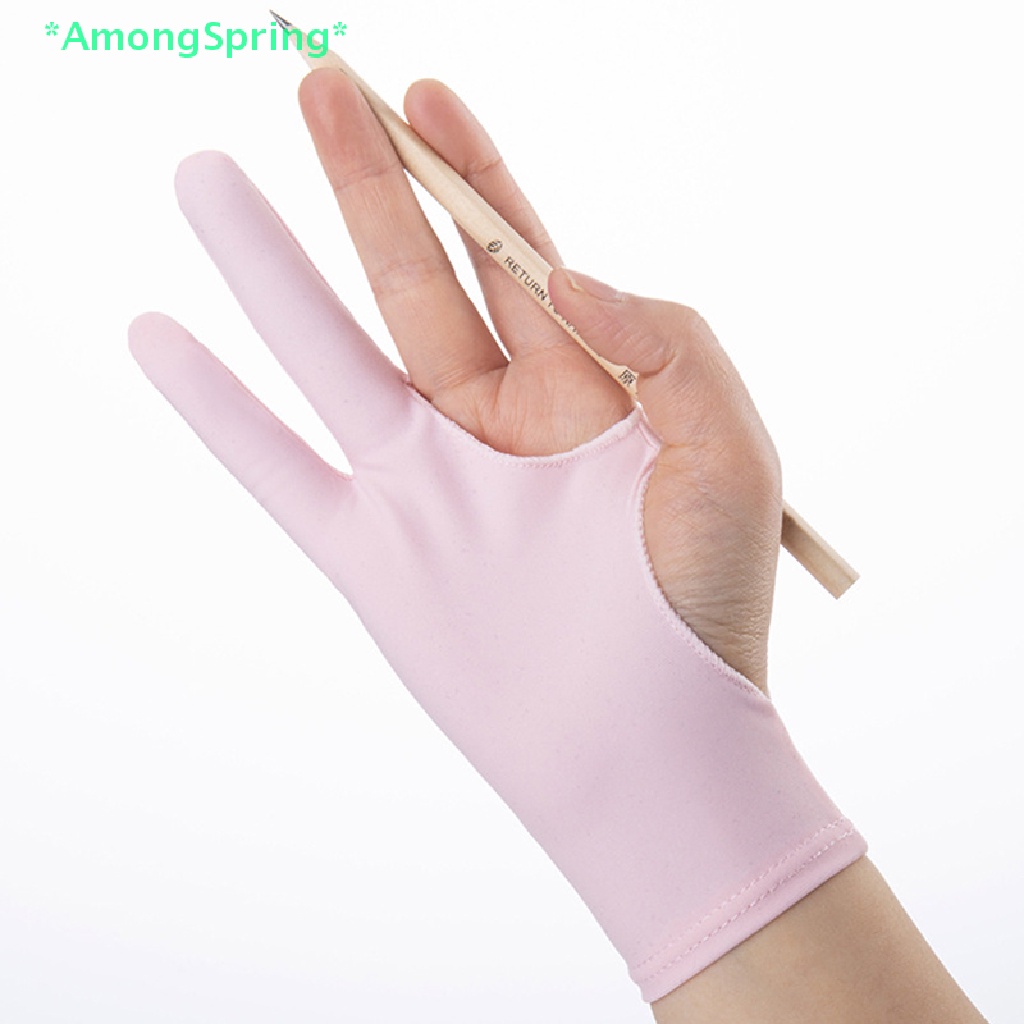 AmongSpring> 1pc Black 2 Fingers Anti-fouling Gloves Anti Touch Hand Drawing Wrig Glove new