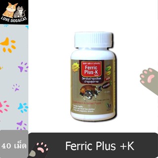 (ชนิดเม็ด) Ferric Plus-K วิตามินบำรุงเลือด  สำหรับสุนัขและแมว 40 เม็ด