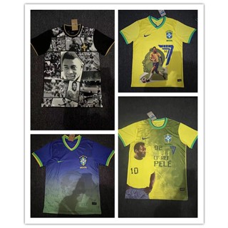 เสื้อกีฬาแขนสั้น ลายทีมชาติฟุตบอล Brazil King PELÉ 2022 ชุดเหย้า