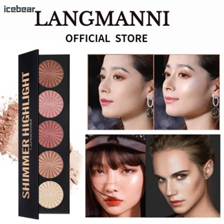 LANGMANNI Highlighter Powder Soft Smooth Naturally Shimmer Contour Bronzer แต่งหน้าใบหน้า [Icebear]