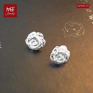 MT ต่างหูเงินแท้ ดอกกุหลาบ แบบก้านเสียบ ติดหู Solid 925 Sterling Silver Rose Earrings (se006-1) MT Jewelry มณีธารา