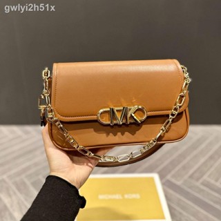 ♧﹍【Real Shot】MK Ladies Gold Purse Vintage Armpit Bag กระเป๋าถือโลโก้ตัวอักษรโลหะ (พร้อมกล่อง)