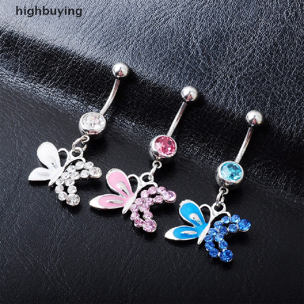 [highbuying] แหวนเหล็กผ่าตัด จิวสะดือ สะดือ ท้อง ผีเสื้อ ดอกไม้ คริสตัล สะดือ แหวนแฟชั่น ร่างกาย หน้าท้อง บาร์ ร่างกาย เครื่องประดับ ใหม่ พร้อมส่ง