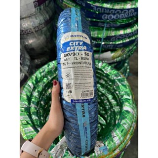 ยางนอกเรเดียน ยางเรเดียล 80/90-14 ไม่ใช้ยางใน Michelin ลาย City Extra ผลิตในไทย