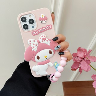 เคสโทรศัพท์มือถือ ลายการ์ตูนเมโลดี้ พร้อมสายคล้องมือ สําหรับ iphone 13 mini 14 pro max 12 mini i14 plus