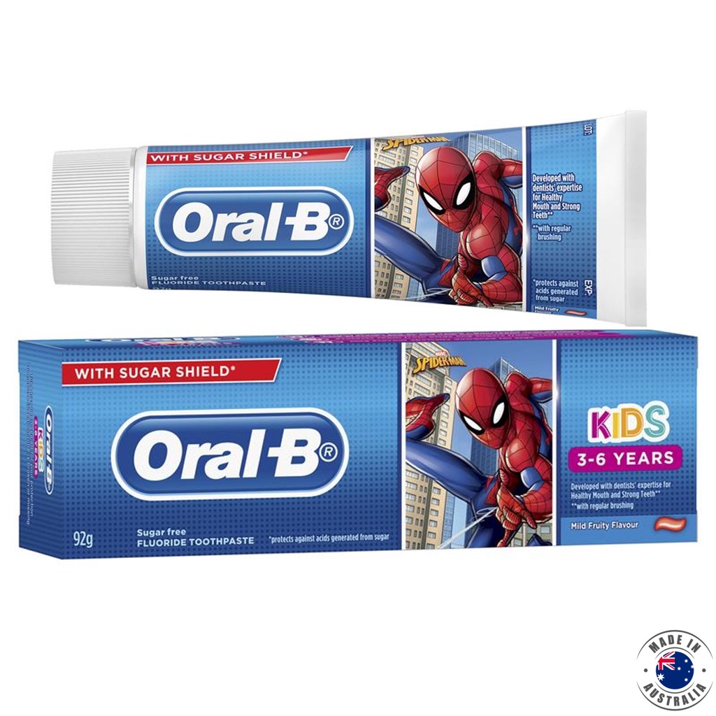 Oral-B Toothpaste Spiderman Kids 3+ Years ยาสีฟันสำหรับเด็กอายุ3ขวบขึ้นไปรุ่นพิเศษสไปเดอร์แมนสินค้านำเข้าจากออสเตรเลีย