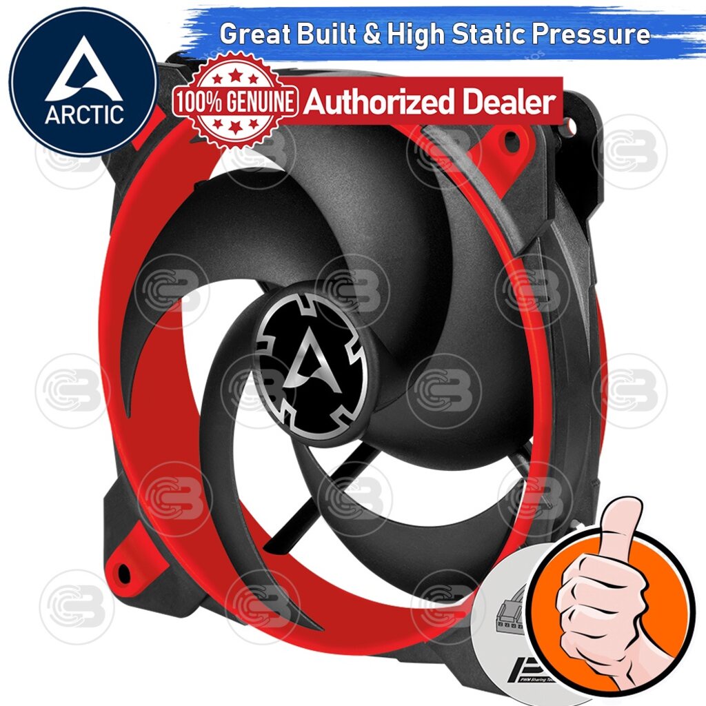 [CoolBlasterThai] ARCTIC BioniX P120 Red Pressure-optimised with PWM PST(size 120 mm.) PC Fan Case ประกัน 10 ปี