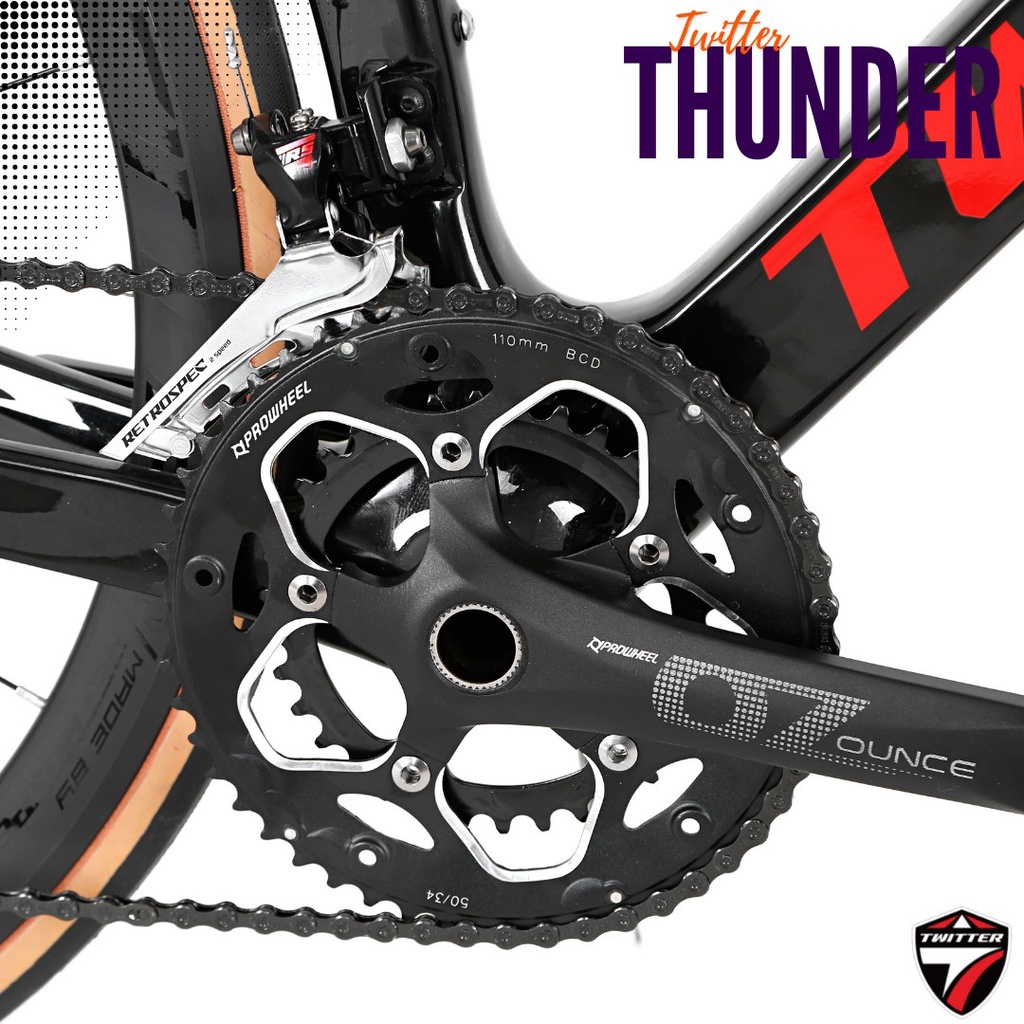 จักรยานเสือหมอบ TWITTER รุ่น THUNDER DB RS 24 Sp. (ตัวถังคาร์บอน,เกียร์ 24 Sp,ดิสเบรคน้ำมัน Zoom,น้ำหนักทั้งค