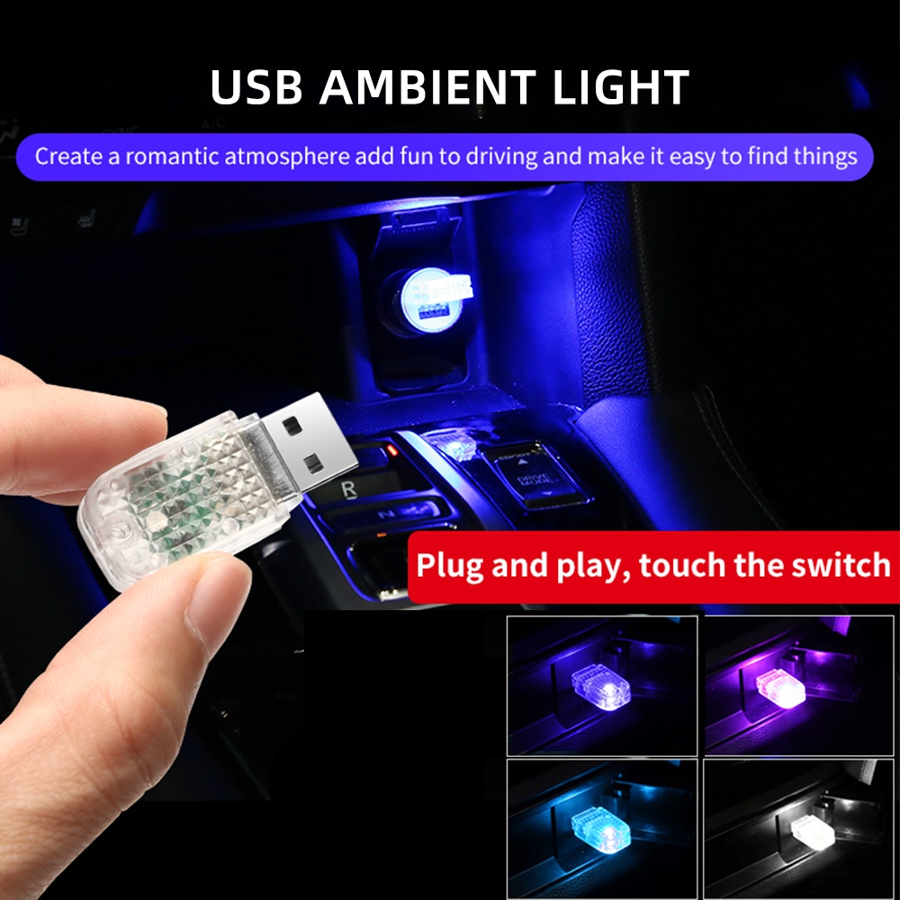 Mini USB LED Atmosphere Light Finger Touch Sensor Car Interior Light Decorative Light Ambient Light Colorful Night Light
