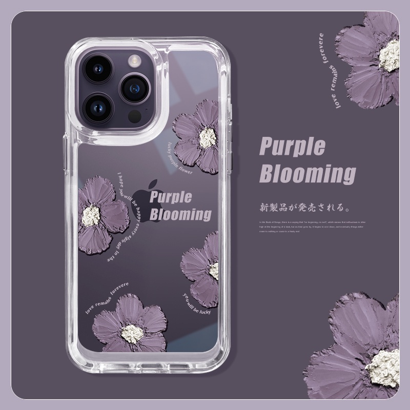 SAMSUNG สําหรับsamsung Galaxy A73 A24 A05 A05S A54 A53 A34 A33 A23 A14 A13 A04S 4G 5Gปกหลังการ์ตูนดอกไม้สีม่วงสุนทรียศาสตร์ล้างเคสโทรศัพท์