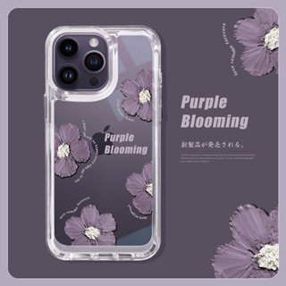 เคสโทรศัพท์มือถือ แบบใส ปิดด้านหลัง ลายการ์ตูนดอกไม้สีม่วง สําหรับ Samsung Galaxy A73 A54 A53 A34 A33 A23 A14 A13 A04S 4G 5G