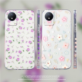 In Stock Handphone Case VIVO Y02 Y02S Y16 Y22 Y22s Y35 Y77 V25 Pro V25e 4G 5G เคสโทรศัพท์ Girl Style Fashion Romantic Flowers Ultra Thin Transparent Casing TPU Soft Case Protection Cover เคส