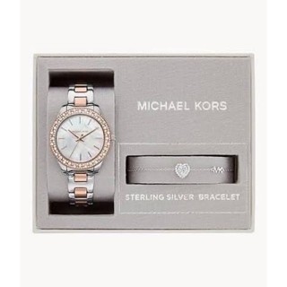 ⌚พร้อมส่ง นาฬิกาข้อมือเป็นset#michealkorsMichael Kors Liliane Three-Hand Two-Tone Stainless Steel Watch and Bracelet Set