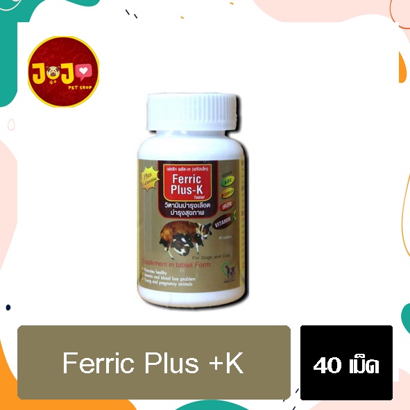 (แบบเม็ด) Ferric Plus-K วิตามินบำรุงเลือด 40 เม็ด