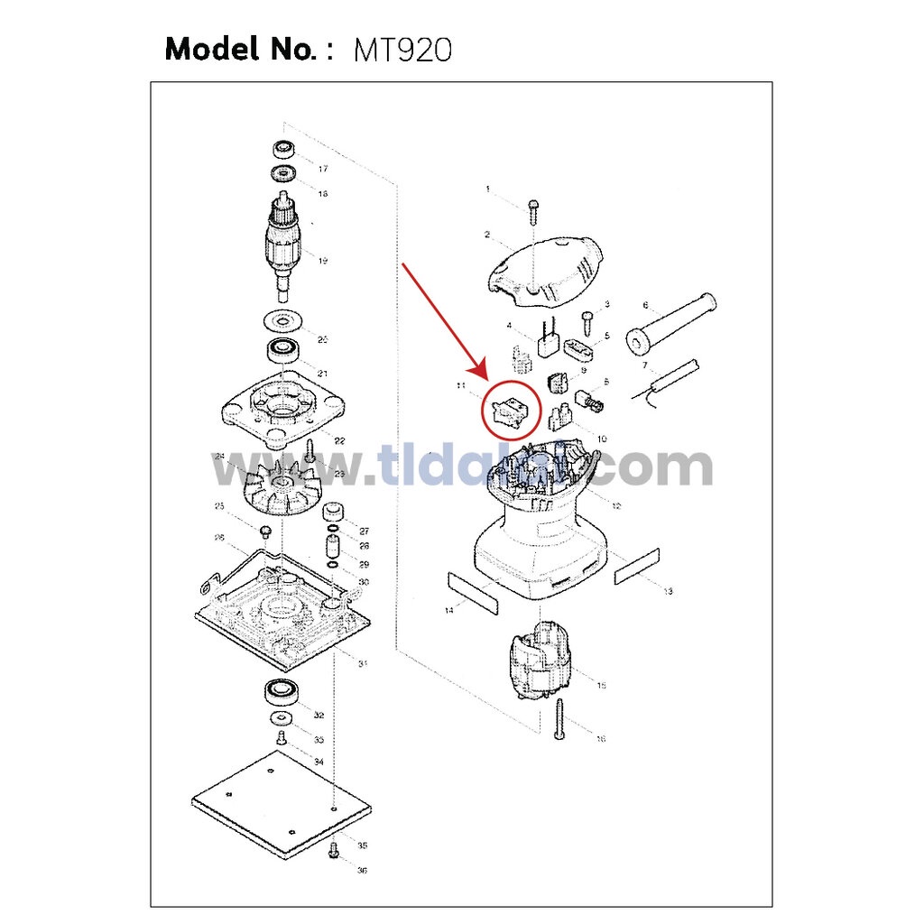สวิทซ์ (แท้)# (651527-9) เครื่องขัดกระดาษทราย Makita มากีต้า รุ่น M9202B, BO4558 - Maktec มาคเทค รุ่น MT920, MT925 (6... - รูปที่ 6