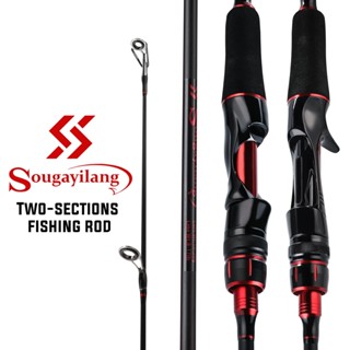 Sougayilang 2 ส่วนคาร์บอนไฟเบอร์ คันเบ็ด คันเบ็ด แหวนนำทางเซรามิกแบบปิด Casting Spinning  1.8m 2.1m วัสดุคาร์บอน เบ็ดตกปลา