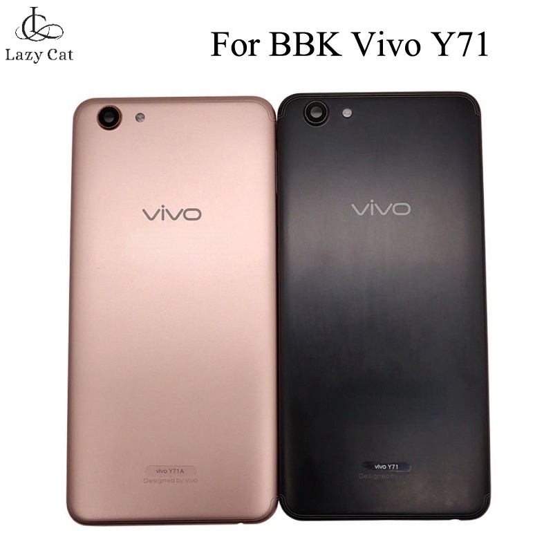 สีดํา/ทอง 6.0 นิ้วสําหรับ BBK Vivo Y71 Y71i Y71A ฝาหลังแบตเตอรี่ประตูกรณีด้านหลังกระจกอะไหล่