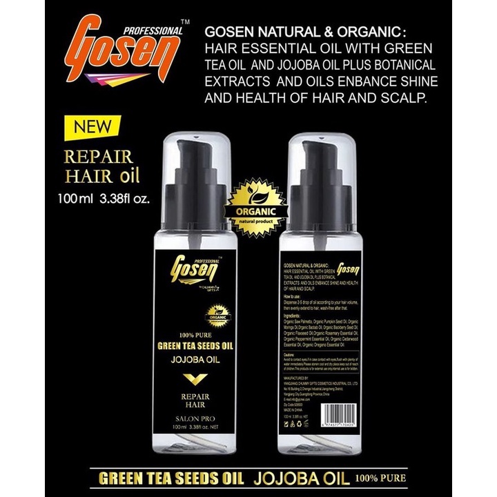 โจโจ้บาร์ ออยล์ เซรั่ม Gosen Natural &Organic 100%pure Green Tea seeds oil 100 ml.