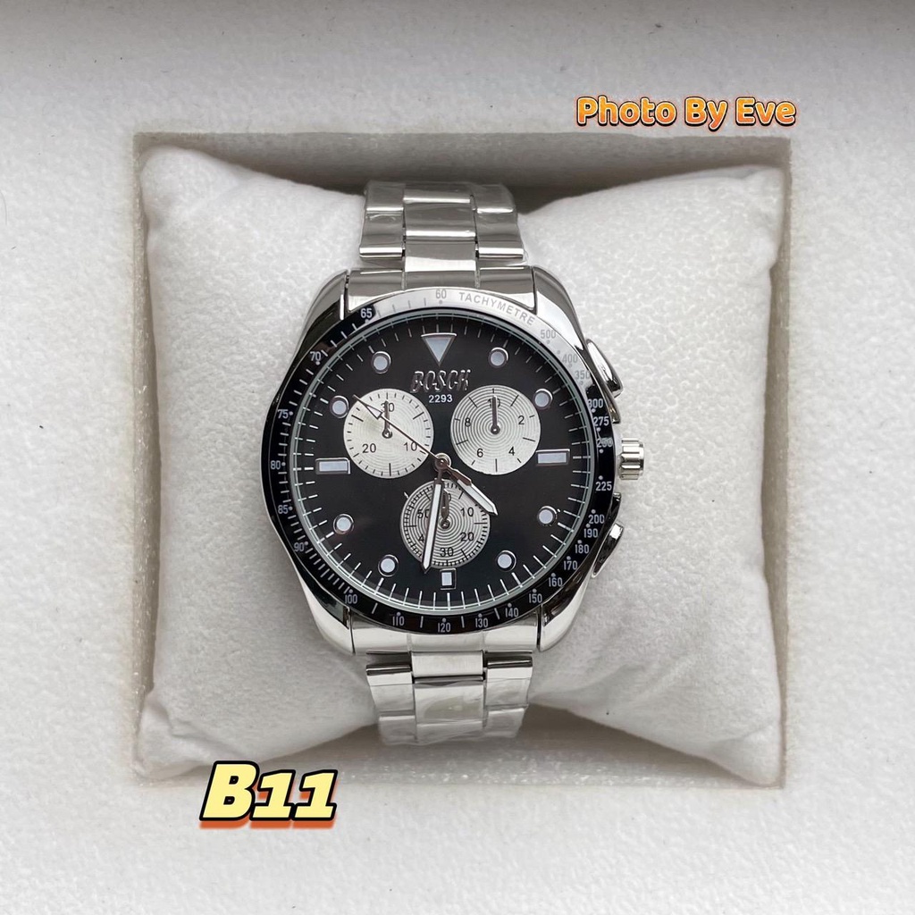 นาฬิกางานแท้ BOSCK ชาย หน้าปัด3วง ดูดี สายสแตนเลส หล่อ เท่ห์ พร้อมจัดส่งในไทย รหัส B10-12