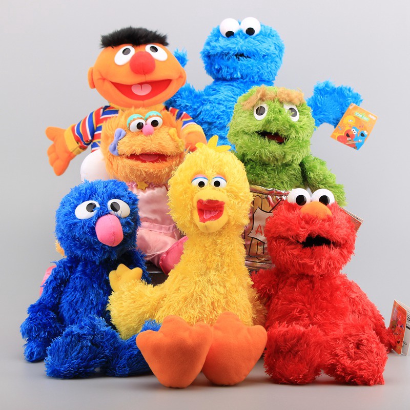 Plush Toy Elmo Cookie Monster Sesame Street Hand Puppet Ernie Stuffed Dolls Cute Children's Learning Toys