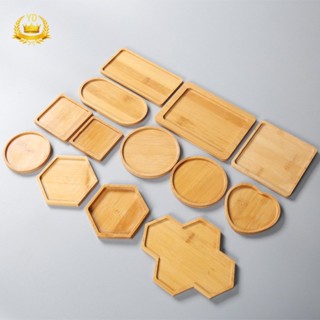 6-12cm Bamboo Square Round Tray Flower Pot Tray Ceramic Flower Pot Bamboo Drag Practical Storage Tea Set Tray Coaster sawuTH