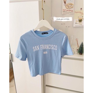 ST927 เสื้อครอปทรงเข้ารูป สกรีน SAN FRANCISCO  ป้าย SHEIN 🦋