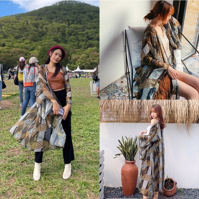 เก็บโค้ดลดเพิ่ม-ส่งฟรี เสื้อคลุมชีฟอง เสื้อคลุมโบฮีเมี่ยน เสื้อคลุมยาว มีบริการเก็บปลายทาง