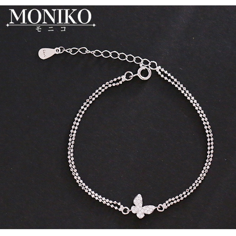 MONIKO กําไลข้อมือผู้หญิง สร้อยข้อมือรูปผีเสื้อประดับด้วยเพชร สร้อยข้อมือแฟชั่นเกาหลี
